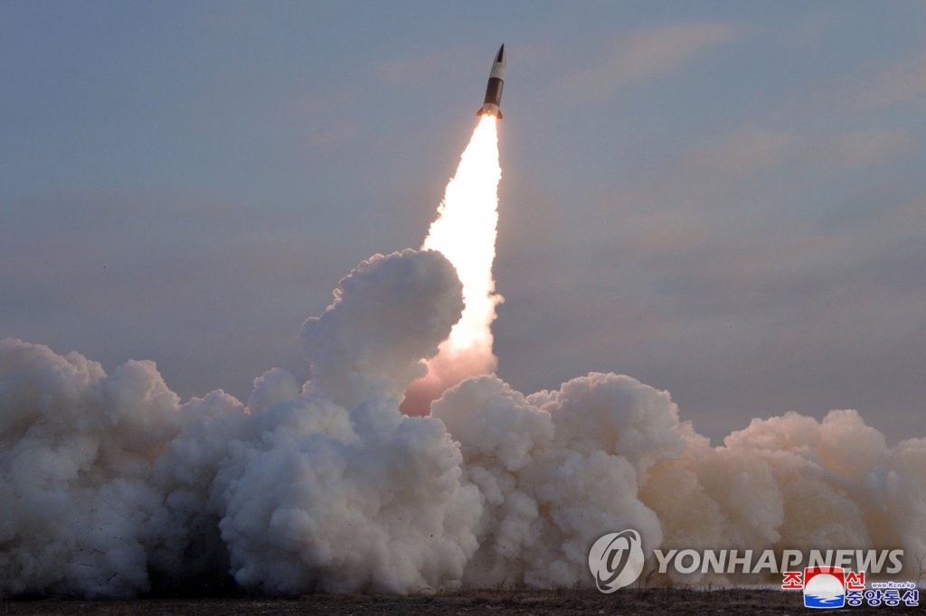 An image of a North Korean missile launch in a file photo released by the Korean Central News Agency. (For Use Only in the Republic of Korea. No Redistribution) (Yonhap)