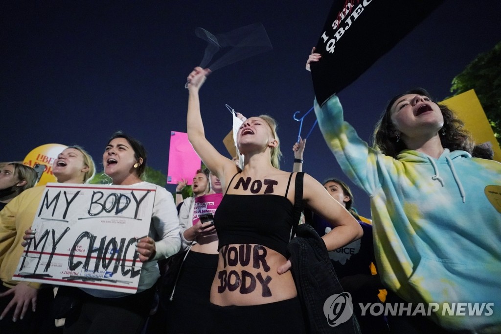 미연방대법원 앞 '낙태권 지지' 시위대