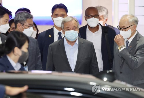 한국 도착한 유엔 사무총장