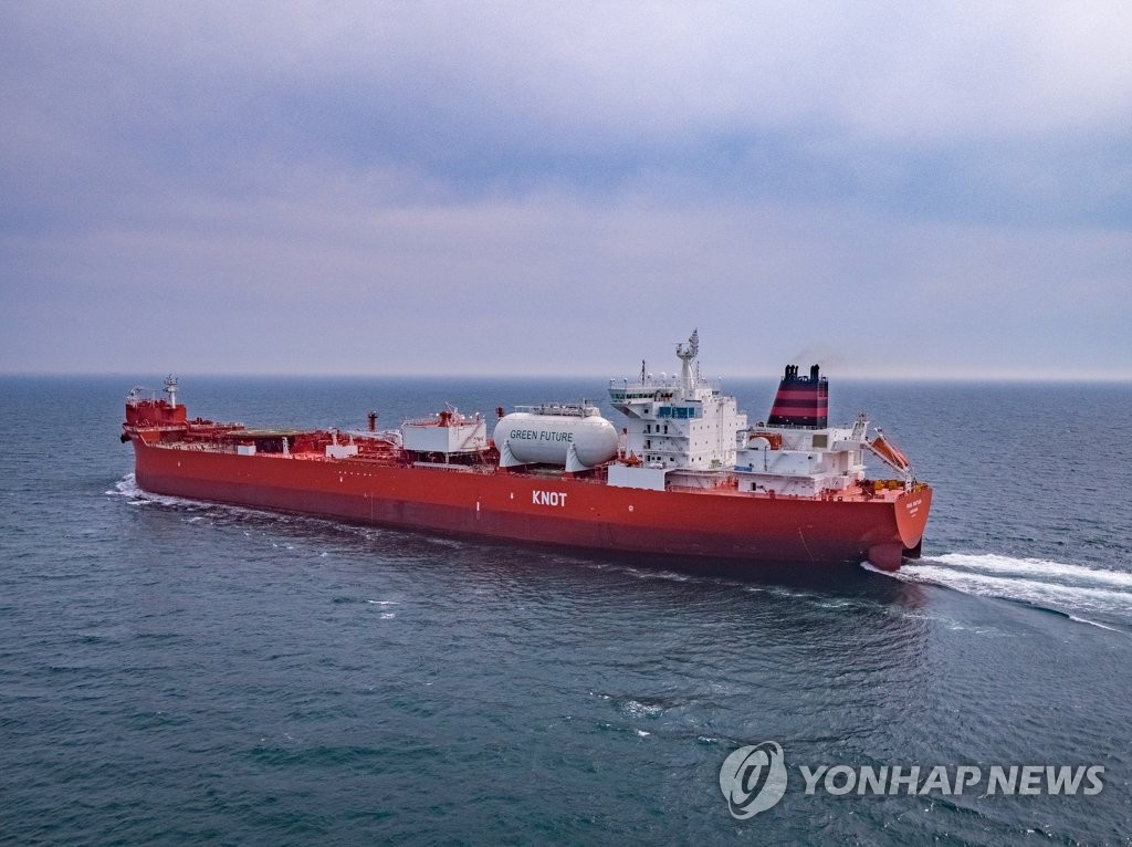 This photo shows DSME's shuttle tanker, equipped with its most up-to-date environmentally friendly technologies, on Sept. 22, 2022. (PHOTO NOT FOR SALE) (Yonhap)