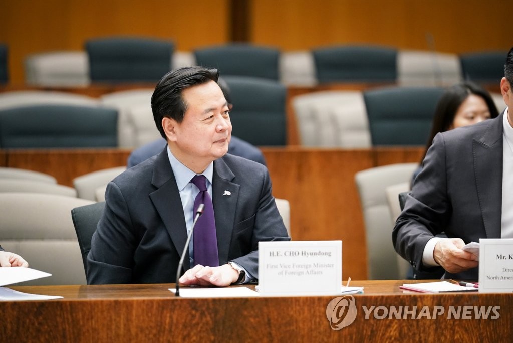 韓米日外務次官協議に出席した趙次官（在米韓国大使館提供）＝（聯合ニュース）≪転載・転用禁止≫
