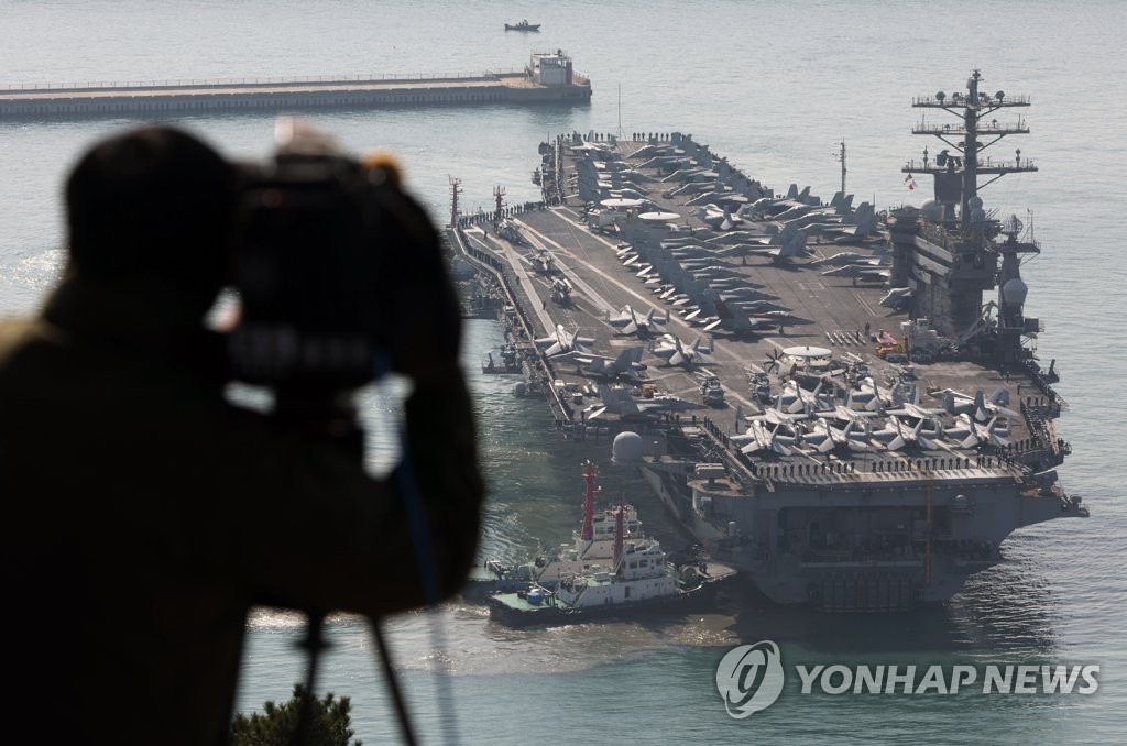 米原子力空母ニミッツが釜山入港　来週初めにも韓米日訓練