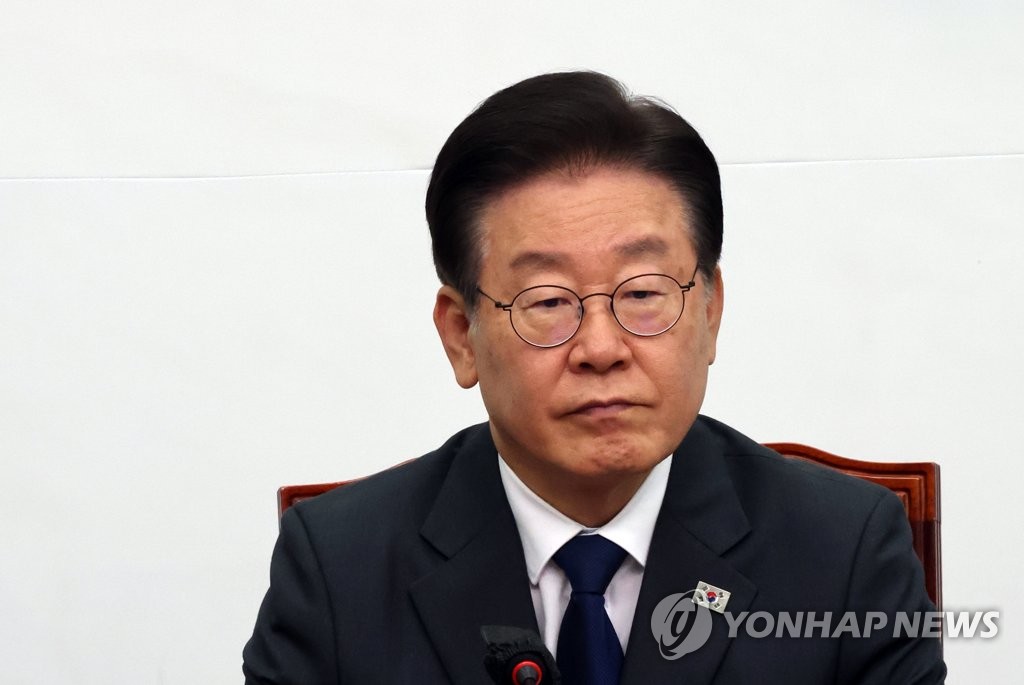 The main opposition Democratic Party leader Lee Jae-myung is seen attending the party's leadership meeting on June 7, 2023. (Yonhap)