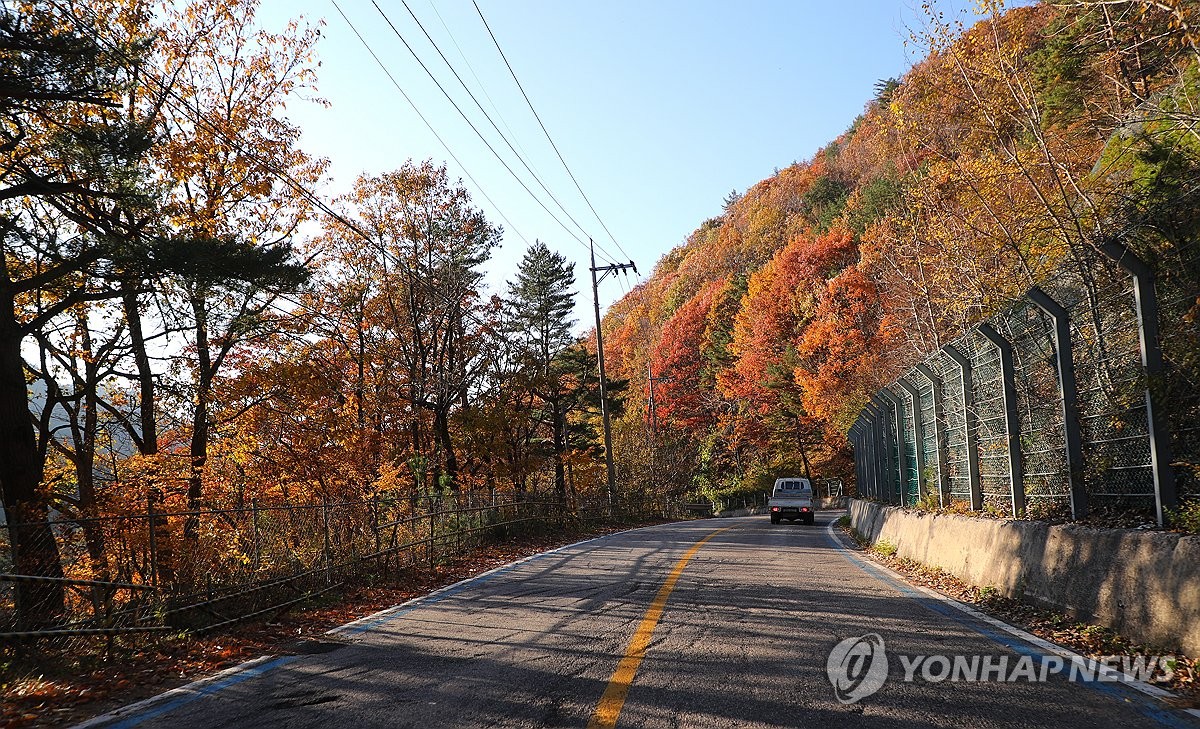 단풍으로 물든 미시령 옛길