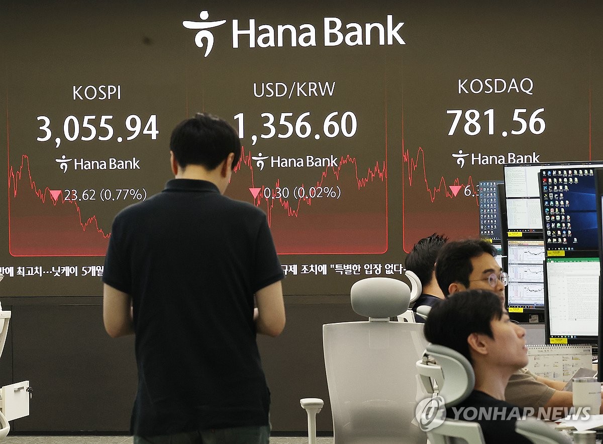 코스피 '과열 해소' 연이틀 내려 3,050대 마감…코…