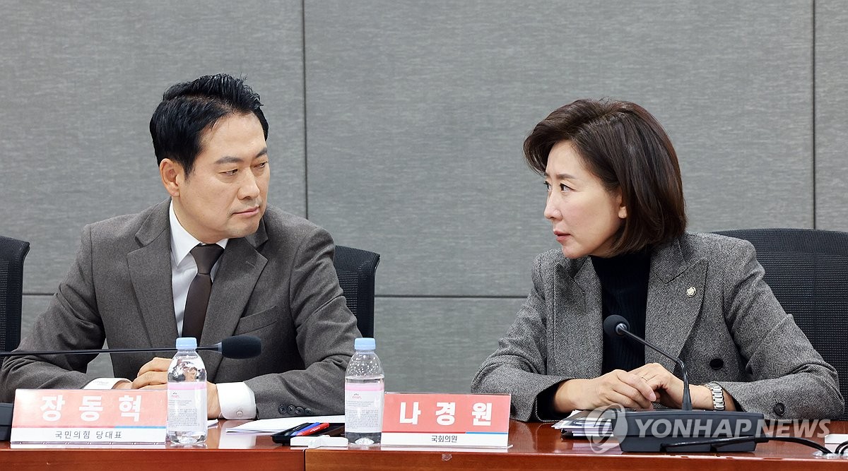 대화하는 장동혁 대표와 나경원 의원